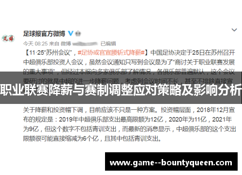 职业联赛降薪与赛制调整应对策略及影响分析 职业联赛降薪与赛制调整应对策略及影响分析